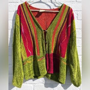 Vintage Sweater Chenille Art-to-Wear Boho Gypsy Folklore Maximalism Eclectic